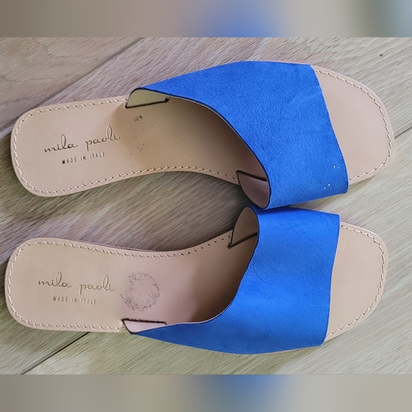 Mila Paoli Shoes - Mila Paoli Felix suede blue slides